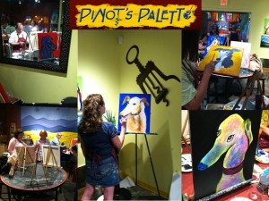 Artists at work at Pinot's Palette, where we raised some funds and had some fun!